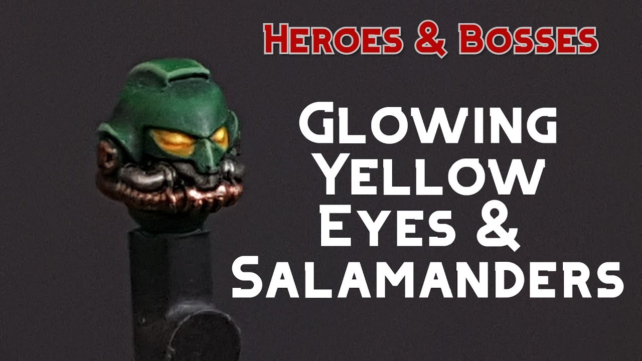 Glowing Yellow Eyes on Salamanders for 40k