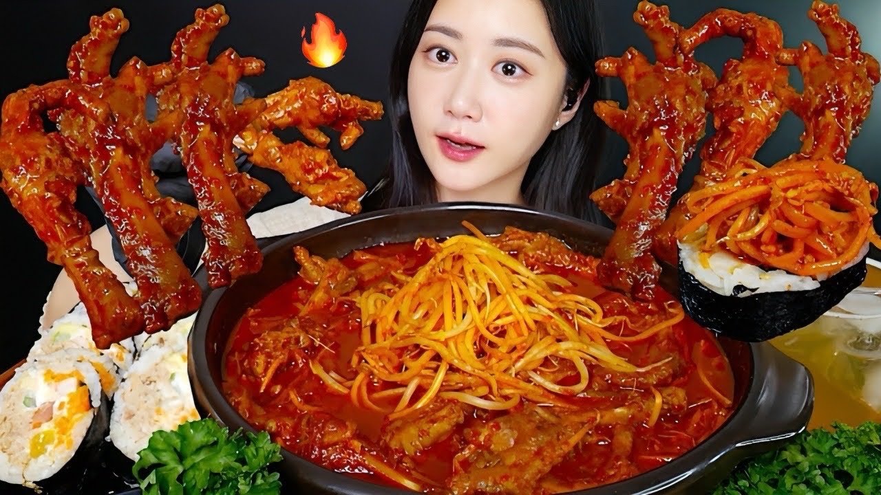 화끈하게 매운 국물닭발🔥숙주 추가 국물닭발 먹방😘 Spicy Chicken Feet スパイシー鶏の足 | eating show | asmr mukbang korean
