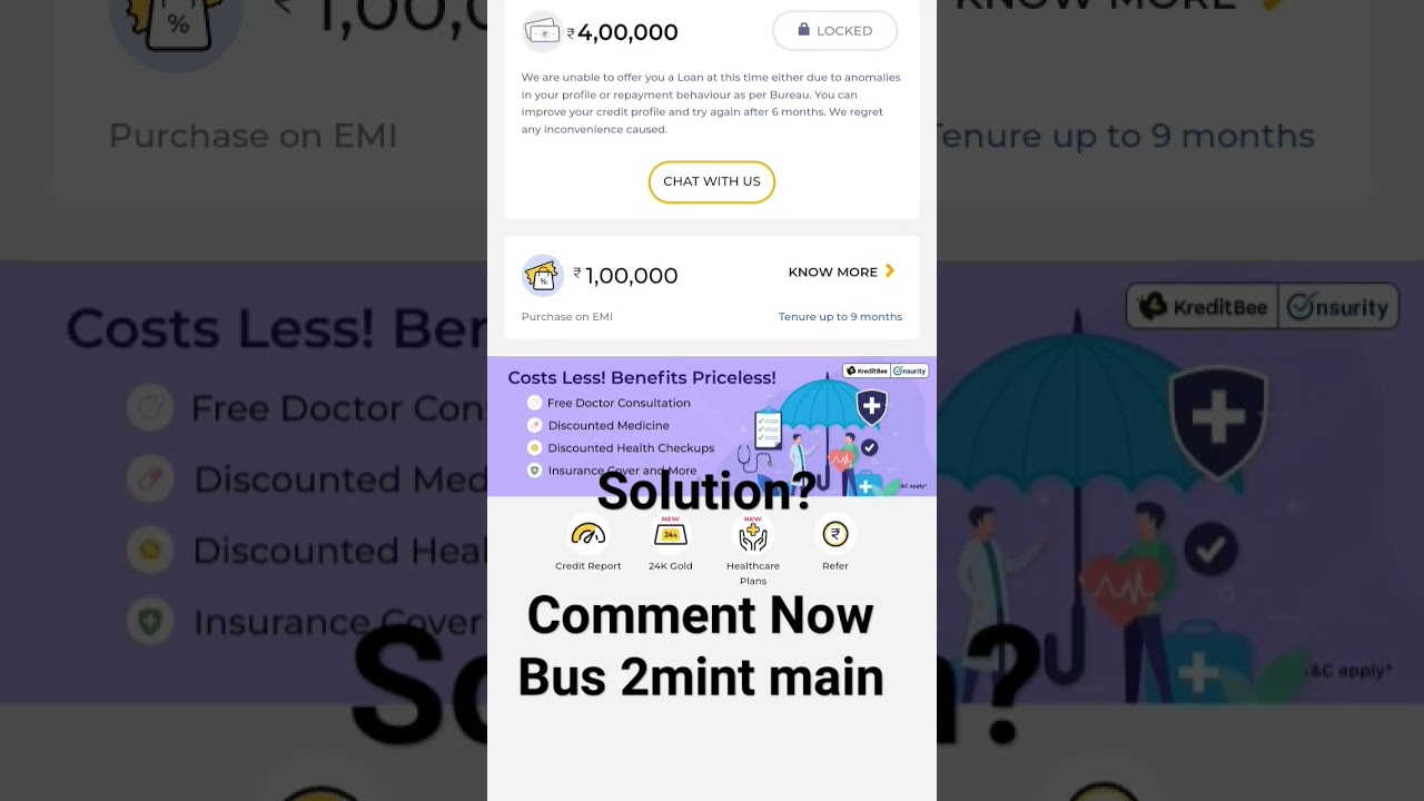 kreditbee 6 Month Loan Reject 😱 comments Now Only 2 mint main Unblock 🙏 #kreditbeeloan #kreditbee