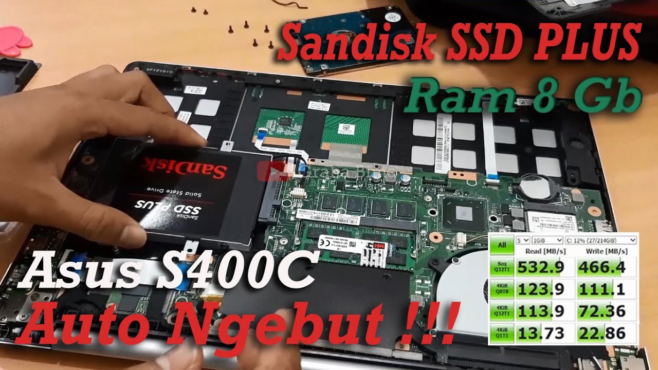 nyobain Sandisk SSD PLUS di Laptop Asus S400C | Auto ngebut !!!