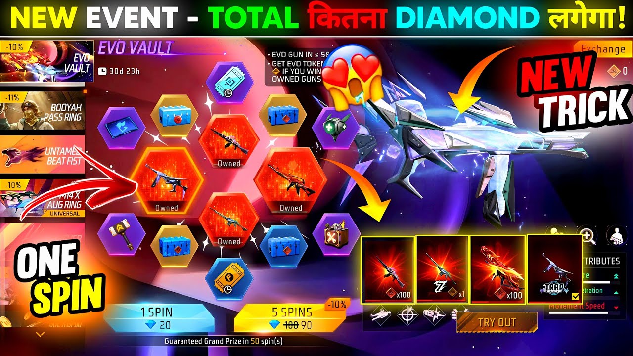 New Evo Vault Event Free Fire Spin Today🥳😍🔥| Free Fire New Event |Ff New Evevnt | Ff New Event Today