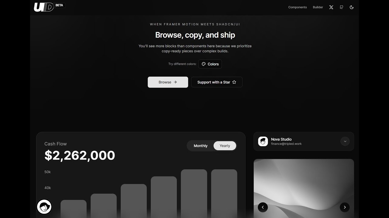 UI TripleD: 100+ UI Components & Blocks with Framer Motion for Next.js