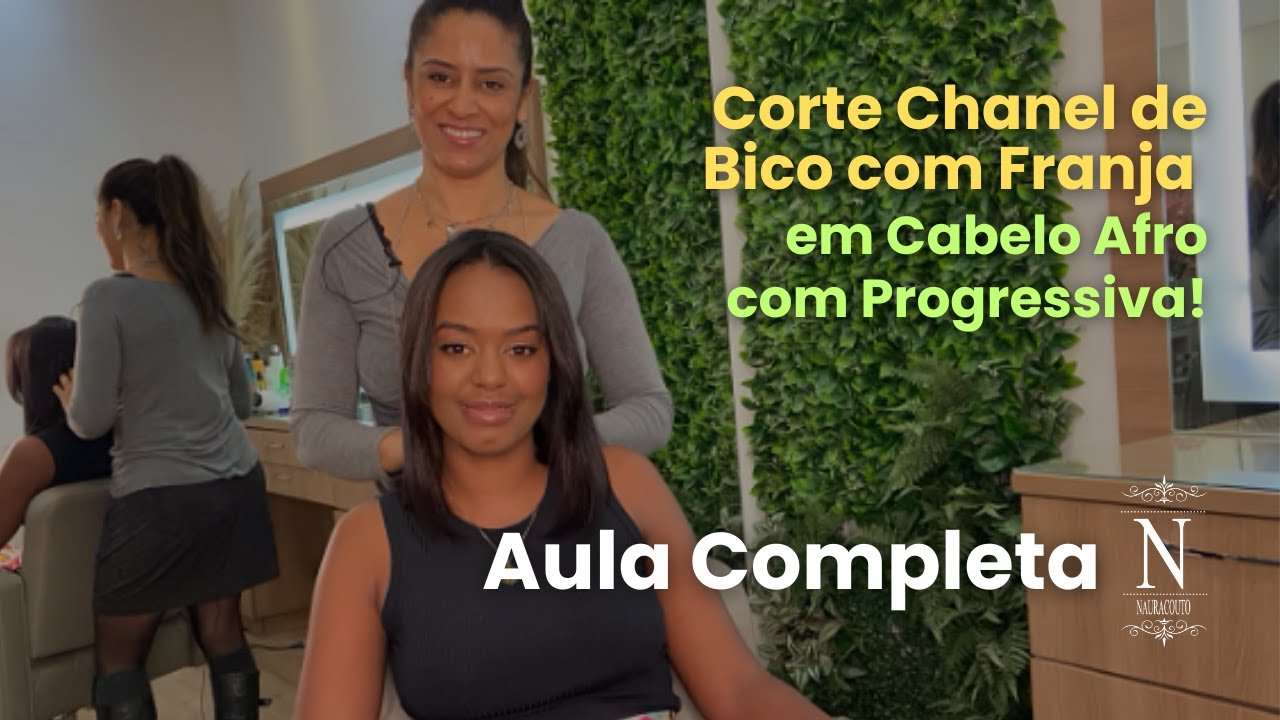 Como fazer #corte #chaneldebico com #franja em Cabelo Afro com Progressiva | Passo a Passo