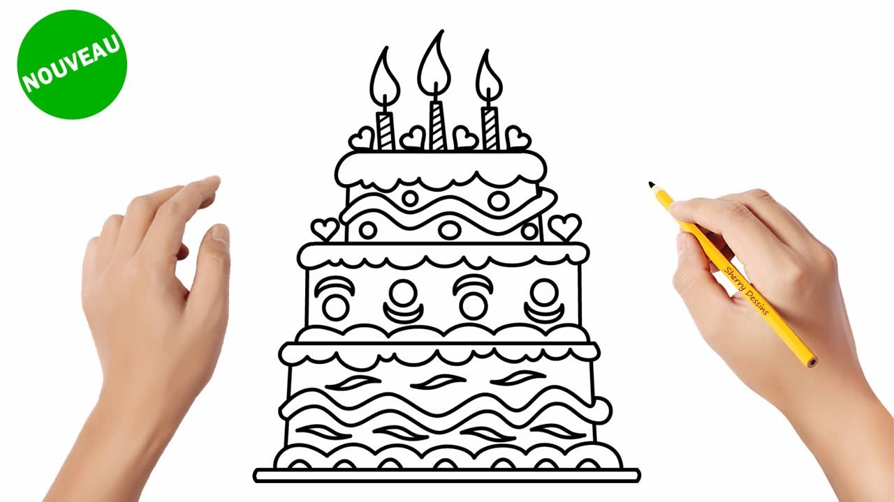 Comment dessiner un gâteau d'anniversaire | How to draw a birthday cake