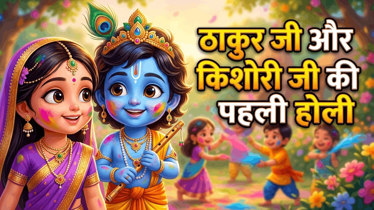 राधा कृष्ण की पहली होली । ठाकुर जी और किशोरी जी की खेल@Bhakpathoffical