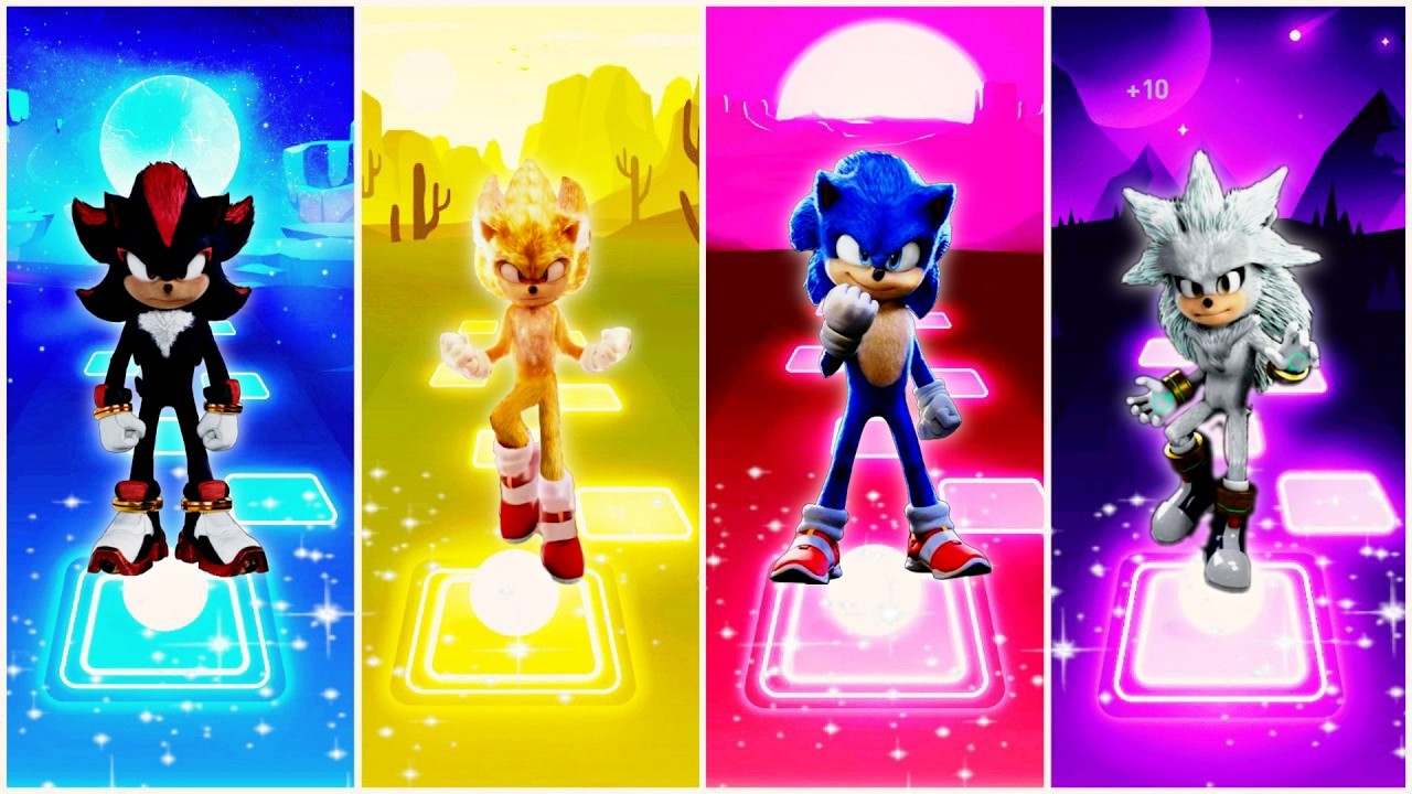 Shadow the Hedgehog 🆚 Super Sonic 🆚 Sonic the Hedgehog 🆚 Silver the Hedgehog | Tiles Hop EDM Rush