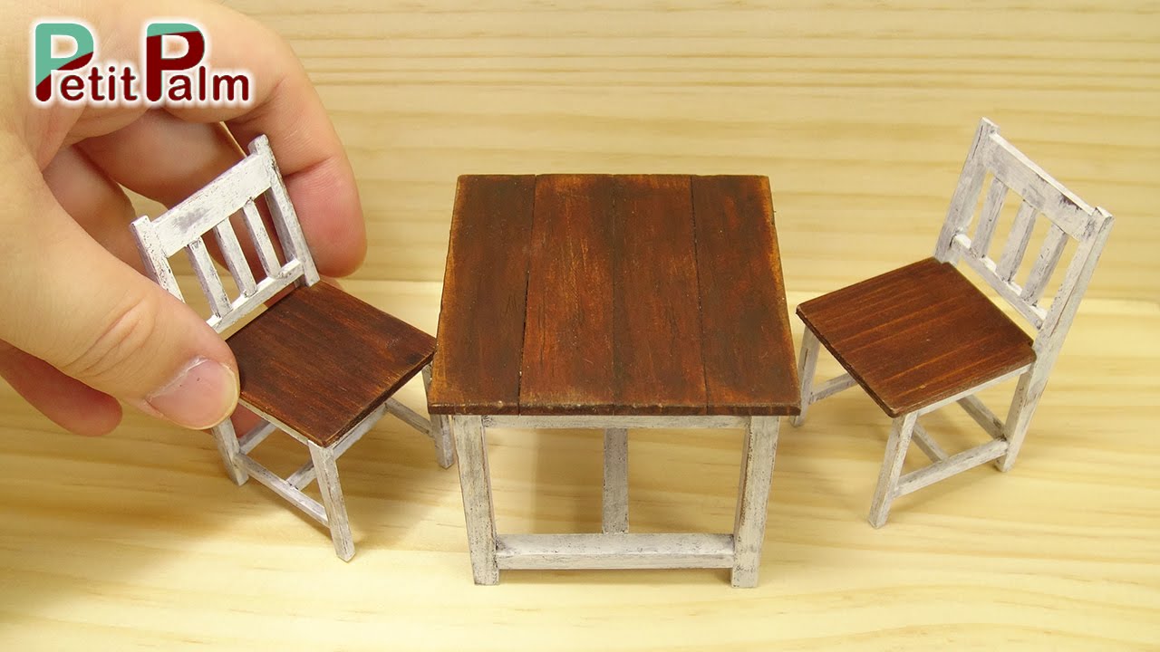 DIY Как сделать миниатюрные Столы и стулья - Tutorial