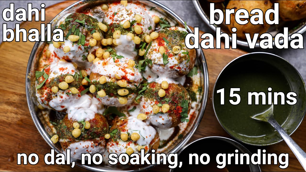 instant dahi vada recipe in 15 minutes - no soaking & grounding | fatafat bread dahi bhalla chaat