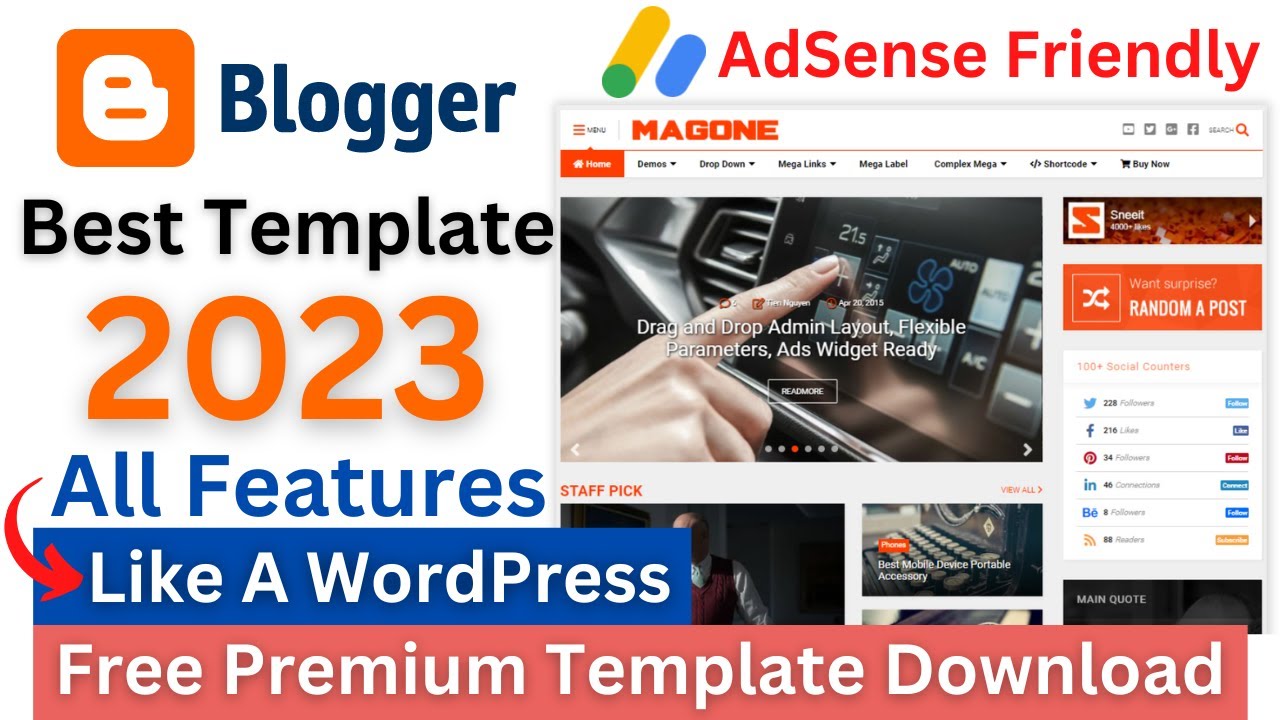 Best Blogger Template 2023 Like A WordPress | Free Blogger Template | AdSense Friendly