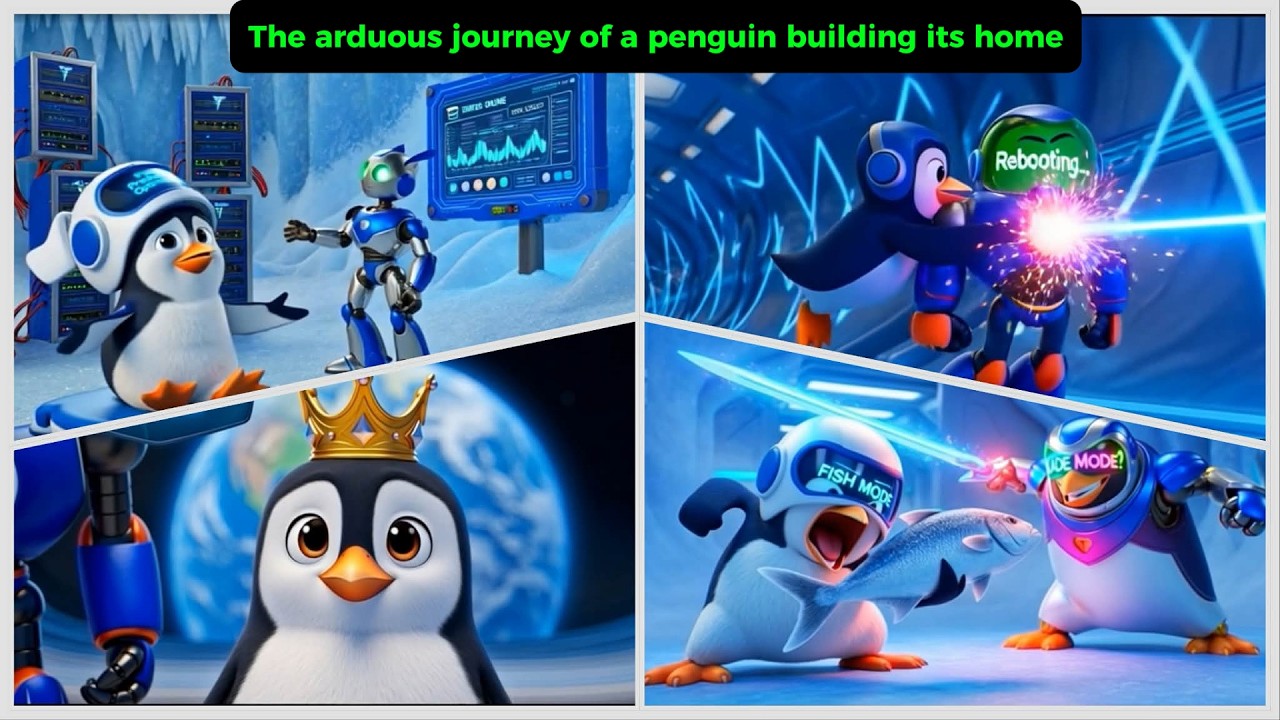 Penguins building homes on the Moon - An incredibly difficult task.