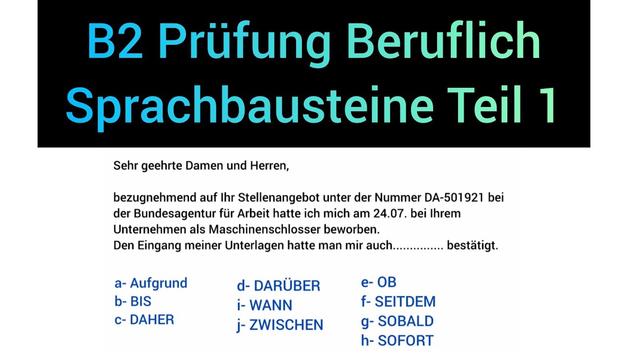 B2_Prüfung /Sprachbausteine Teil 1 / #Deutsch_lernen