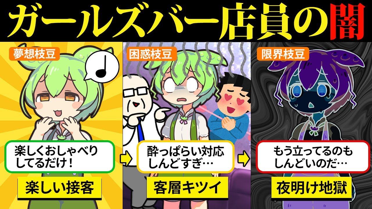 楽しくおしゃべりするだけだと思ってガールズバー店員になったけど、現実は甘くなかった…【ずんだもん＆ゆっくり解説】