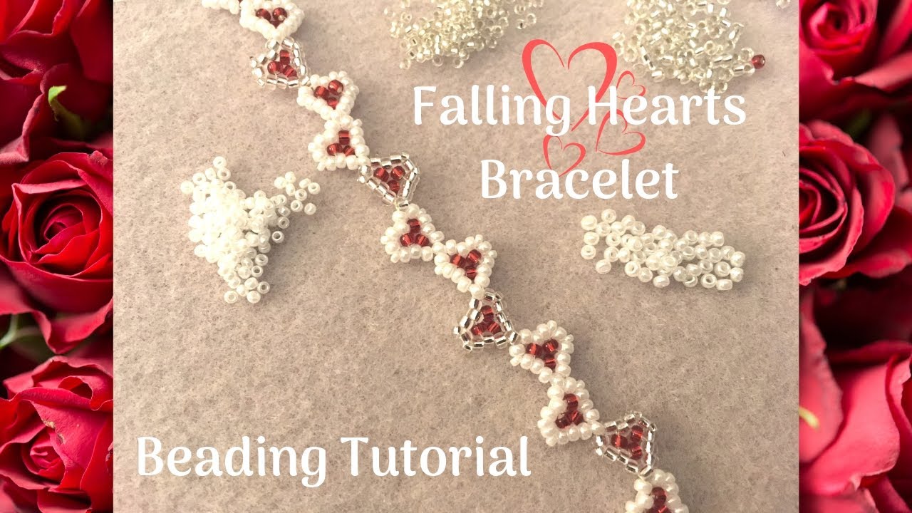 Cute Falling Hearts Bracelet | Seed Bead Project | Beading Tutorial | DIY Jewelry Valentines Day