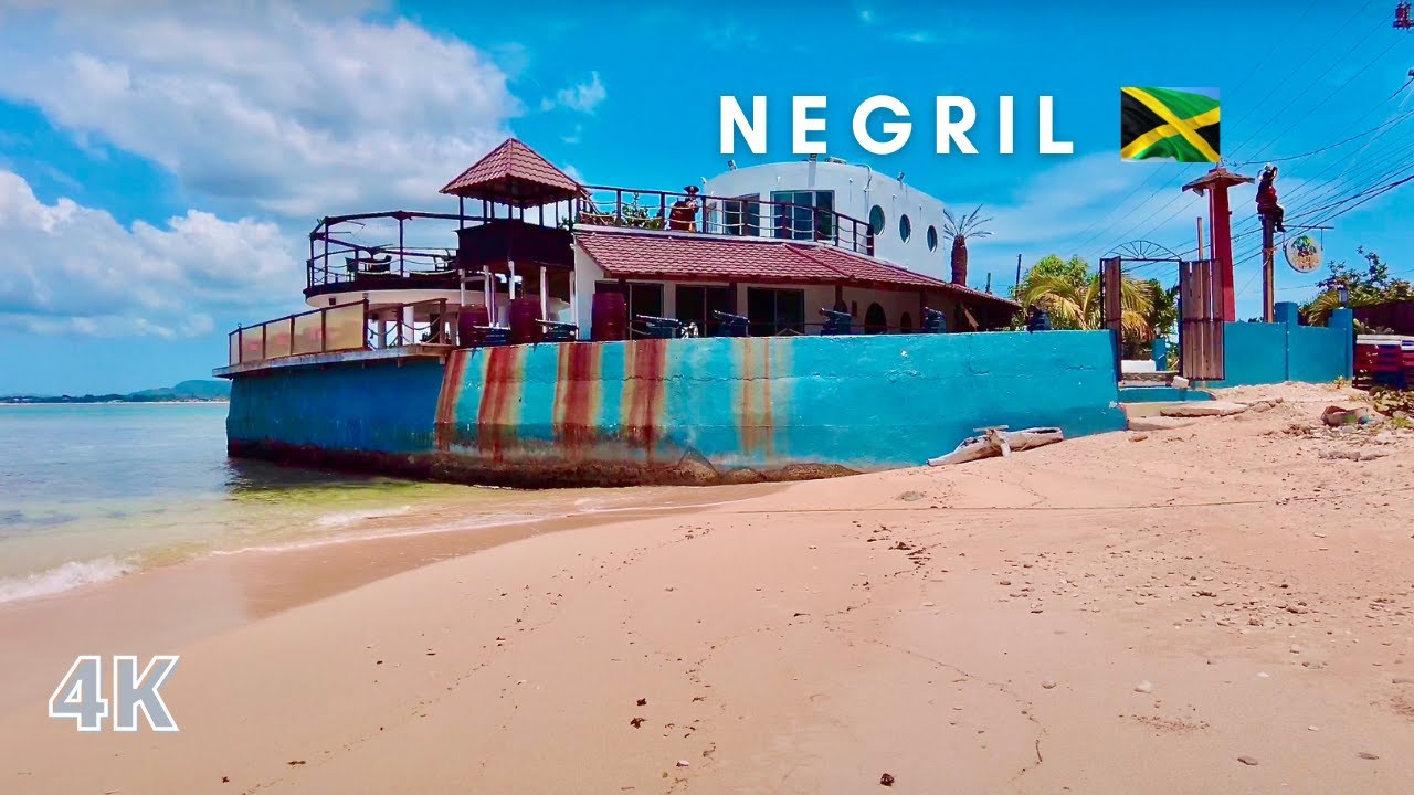 Walking Tour, Negril West End, Cliff side road. Jamaica 4K
