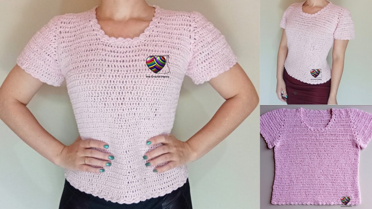 Blusa de crochê fechada com mangas fácil PP,P,M,G e GG