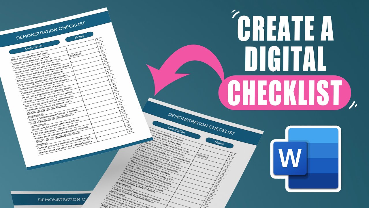 Create a fillable checklist : digital form in Word