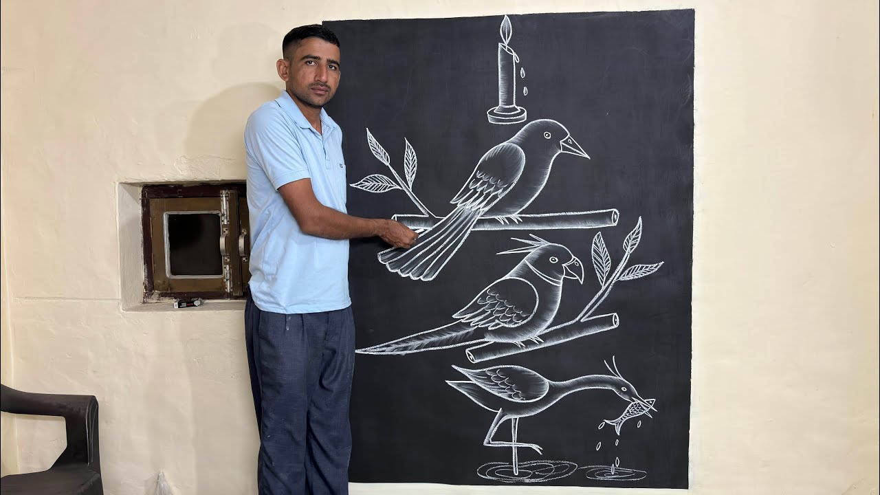Learn to draw birds drawing use chalk and black board ||😳👌 #easydrawing #easydrawing #birdart 