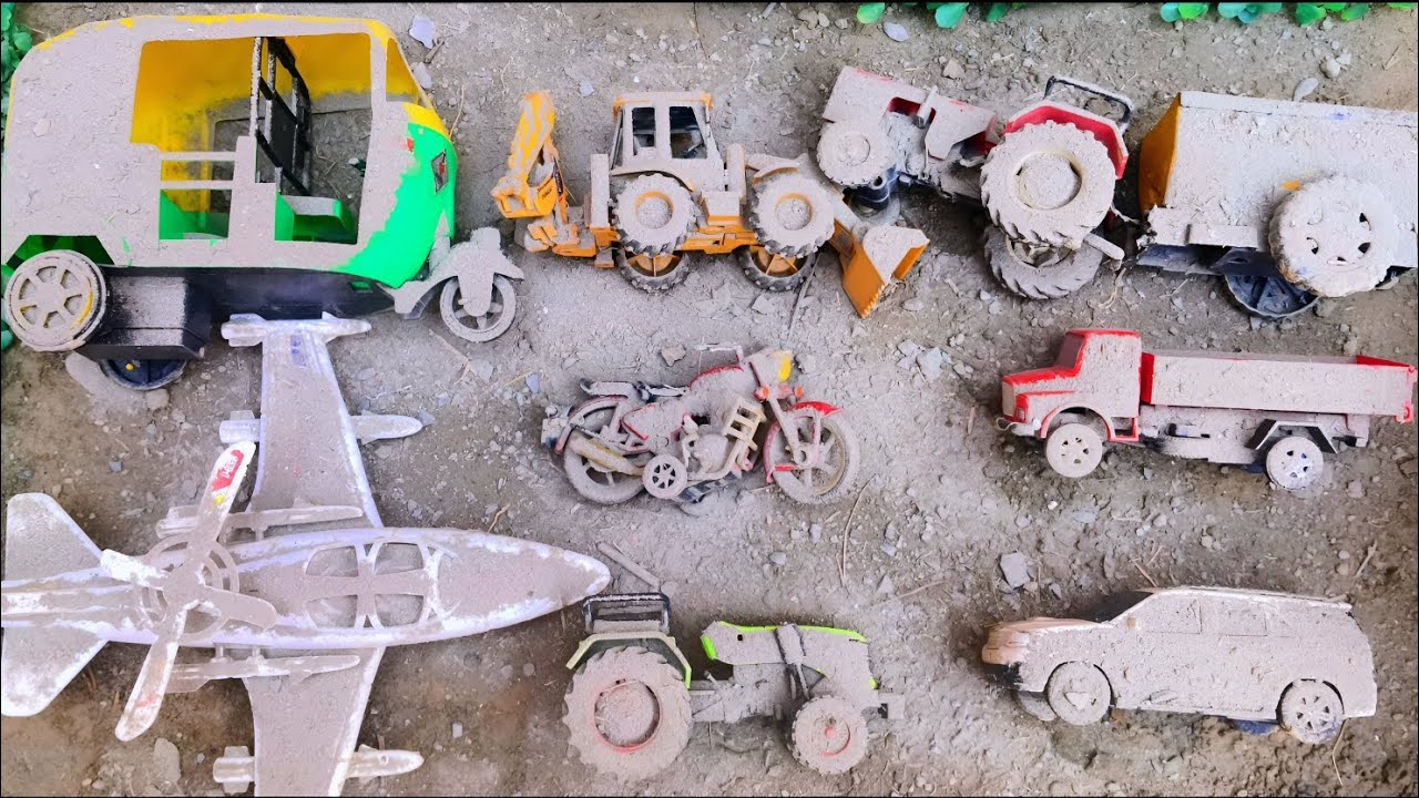 JCB Cartoon Video l Toy Tractor Airplane Auto   Jcb Washing l Cartoon Video l Tractor Video 