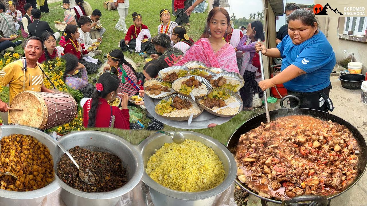 Pig Meat with Nepali Traditional Food Gundruk Chamre & Aloo Dum Party to Village Sakela Bagjhoda