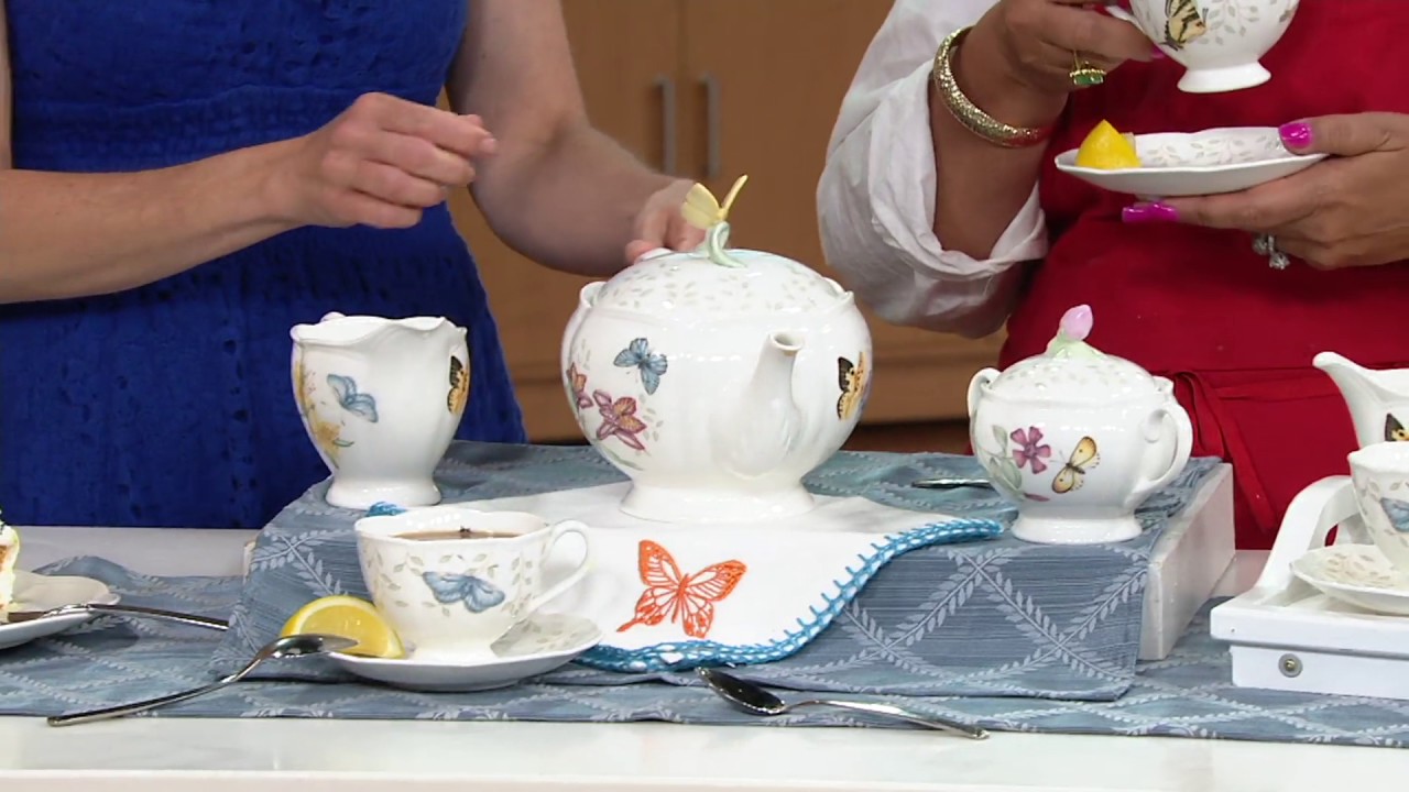 Lenox Butterfly Meadow Porcelain 9-pc Tea Set on QVC