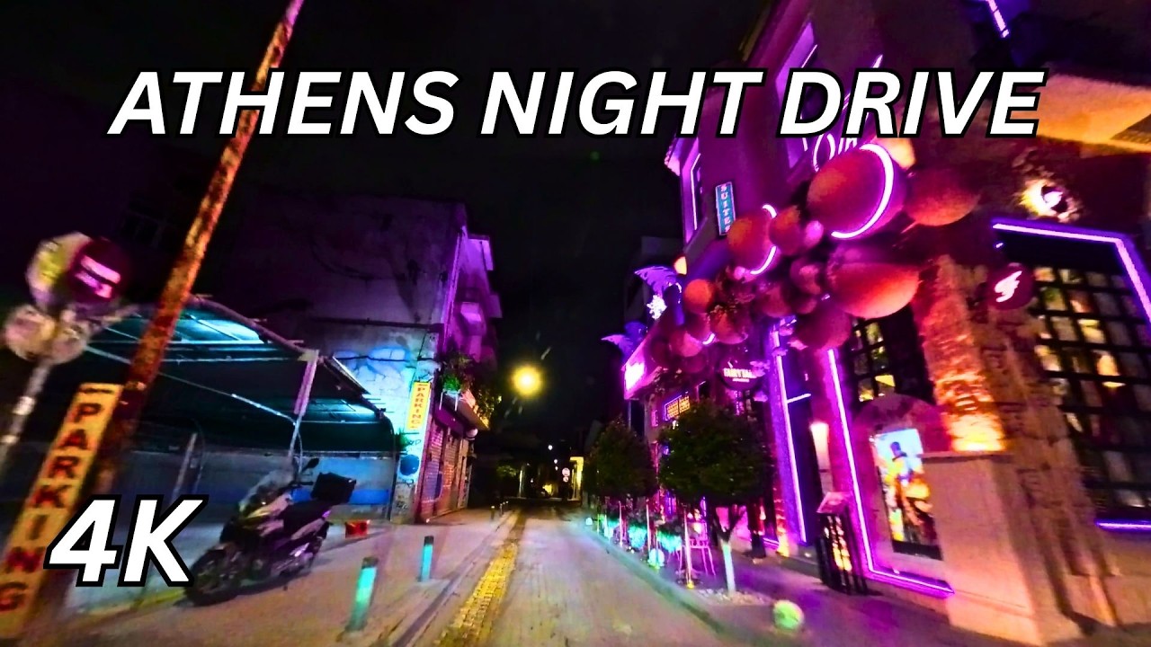 Athens 4K Night Drive Ambience: City Center, Syntagma, Monastiraki | No Talking, No Music, ASMR