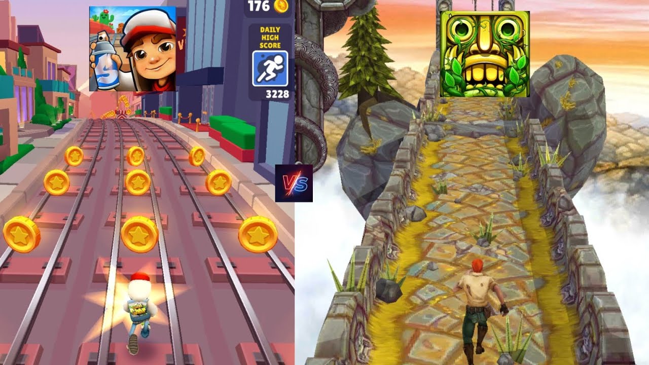 Sabway surfers🆚 temple run 2 campitition Top two games in one frame 🖼️ which is best?