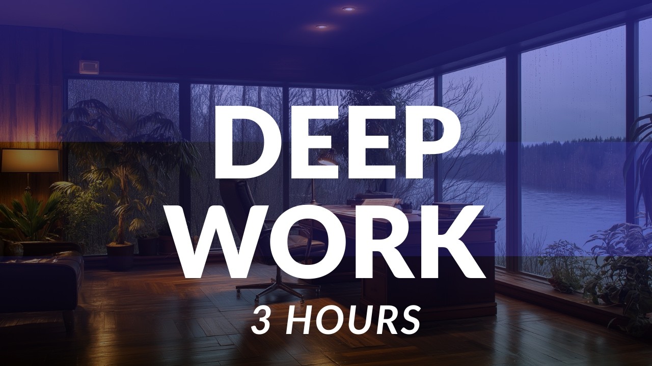 Deep Work Music | 3 Hour Rainy River Office for Focus & Study