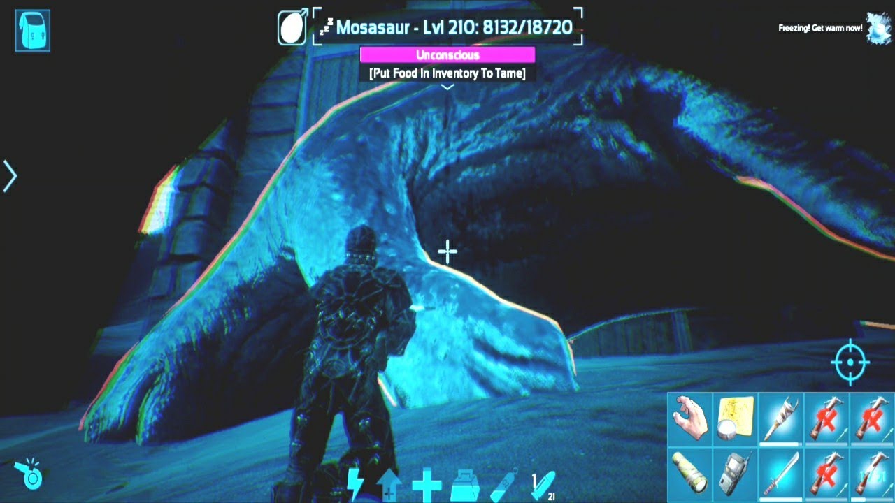 Ark Mobile Mosasaurus Taming In The Underwater Cave (No Scuba Gear) | Mosasaurus Taming Ark Mobile
