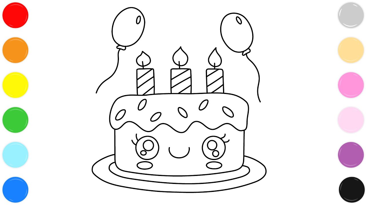 🎂 Birthday Cake Coloring Page for Kids | Cake Coloring | Learn Colors Step by Step 🎨