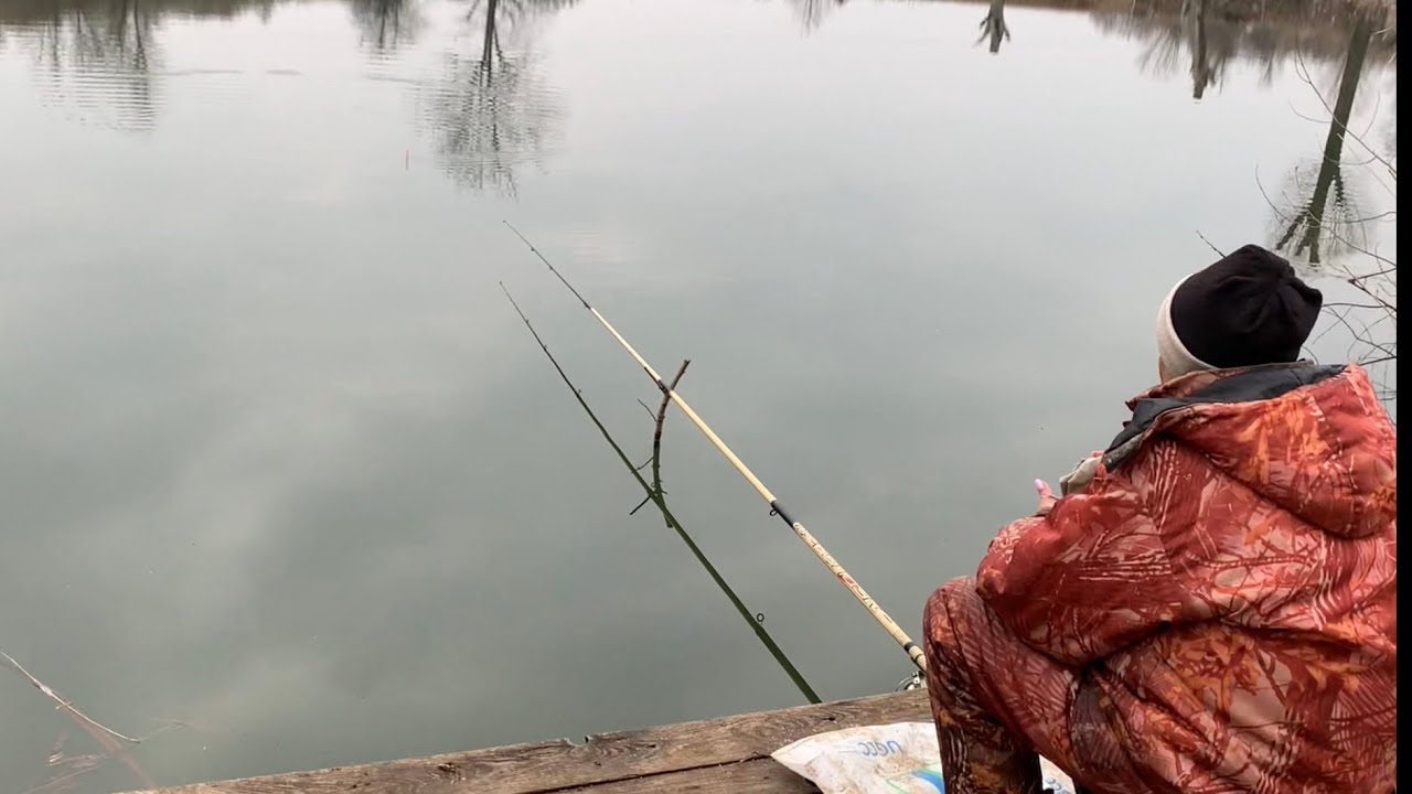 Ловля  Зеркального Карпа  на удочку Март. excellent fishing in March, catching mirror carp