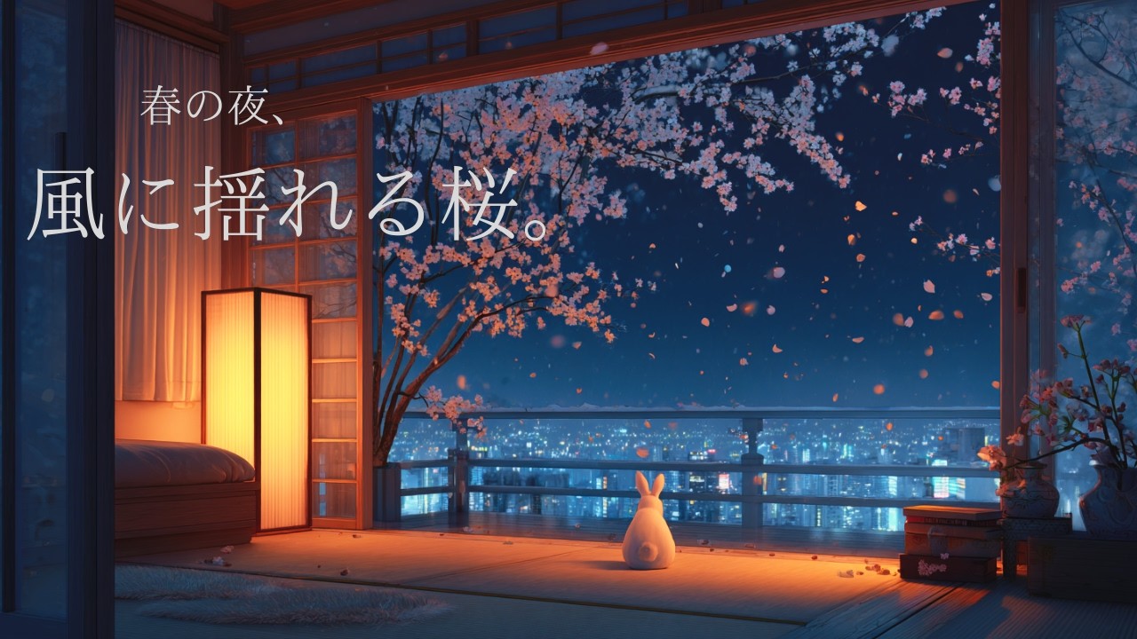 【夜の癒しBGM】一日の終わりに。春の夜、風に揺れる桜。Gentle Acoustic Guitar Lo-Fi for Sleep 🌙
