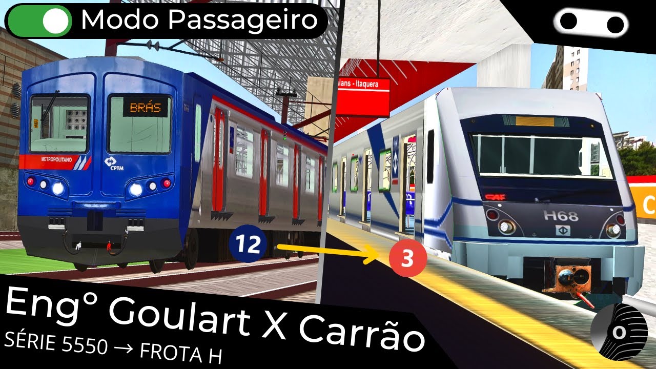 OpenBVE - ENGENHEIRO GOULART x CARRÃO (Linhas 12 e 3) com os TUEs SÉRIE 5550 e FROTA H!