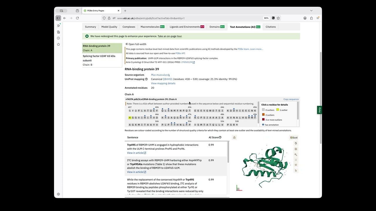 Associating protein residues with structural data