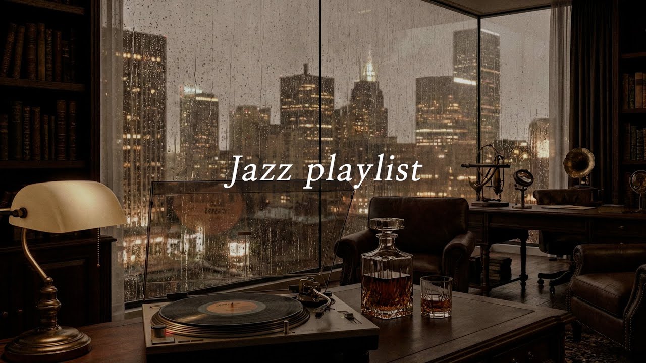 [playlist]  새벽 2시, 비 내리는 펜트하우스 서재 🌃 고독과 성공의 맛 | 집중력 높이는 80 BPM 럭셔리 라운지 재즈