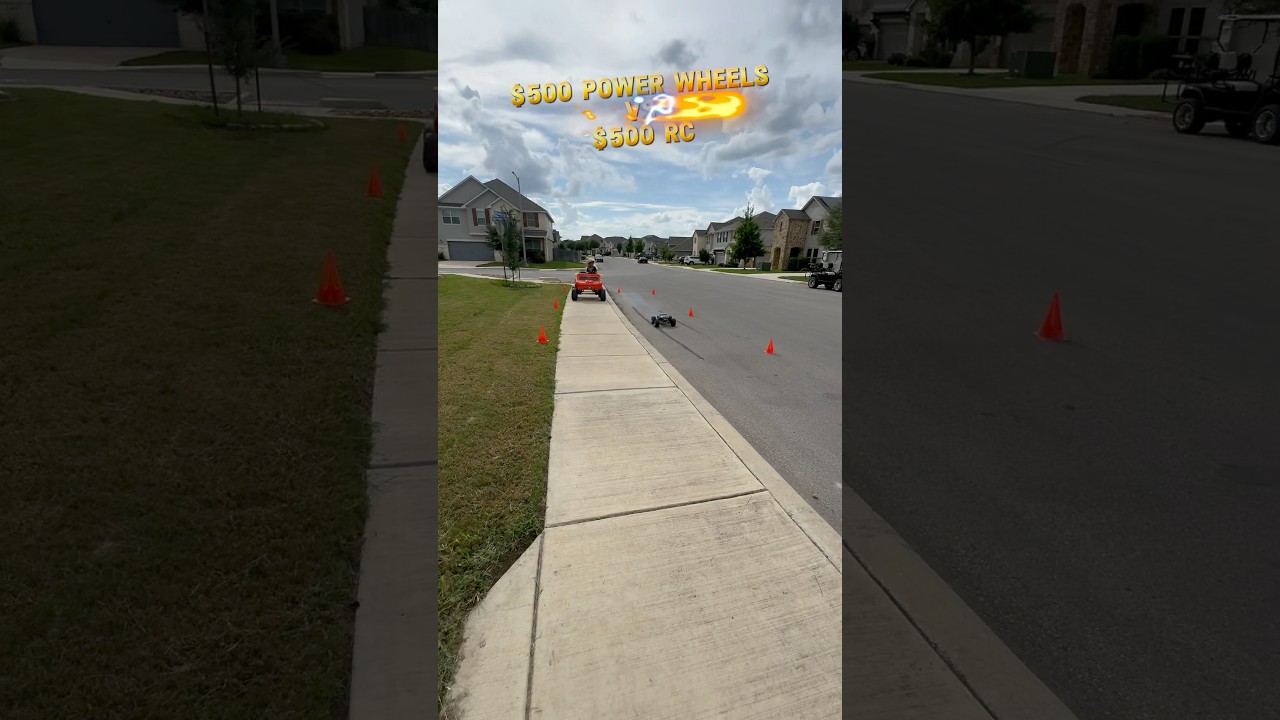 $500 powerwheels vs $500 rc drag race! #rc #rcrace #rc #traxxas #rccomedy #rcfails