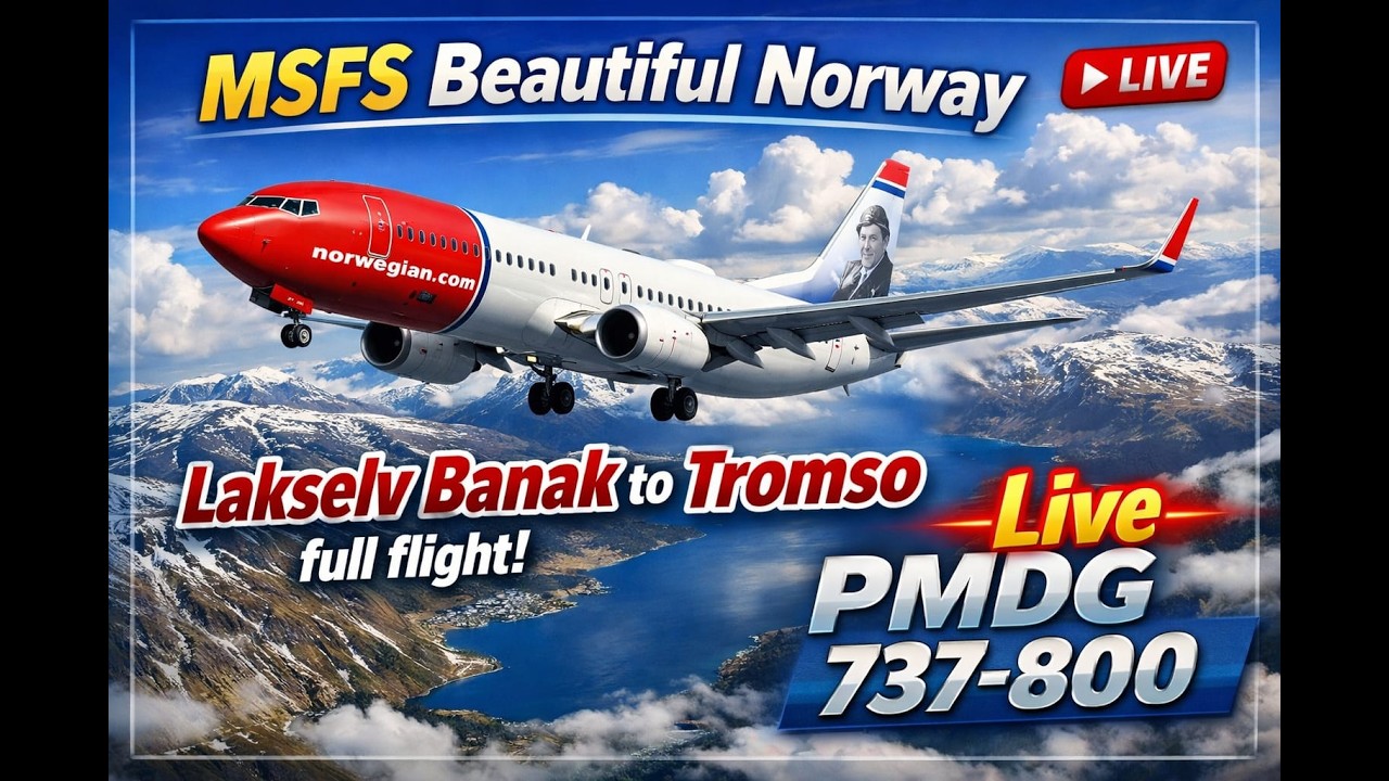 MSFS Northern Norway – Lakselv Banak → Tromsø Live Flight