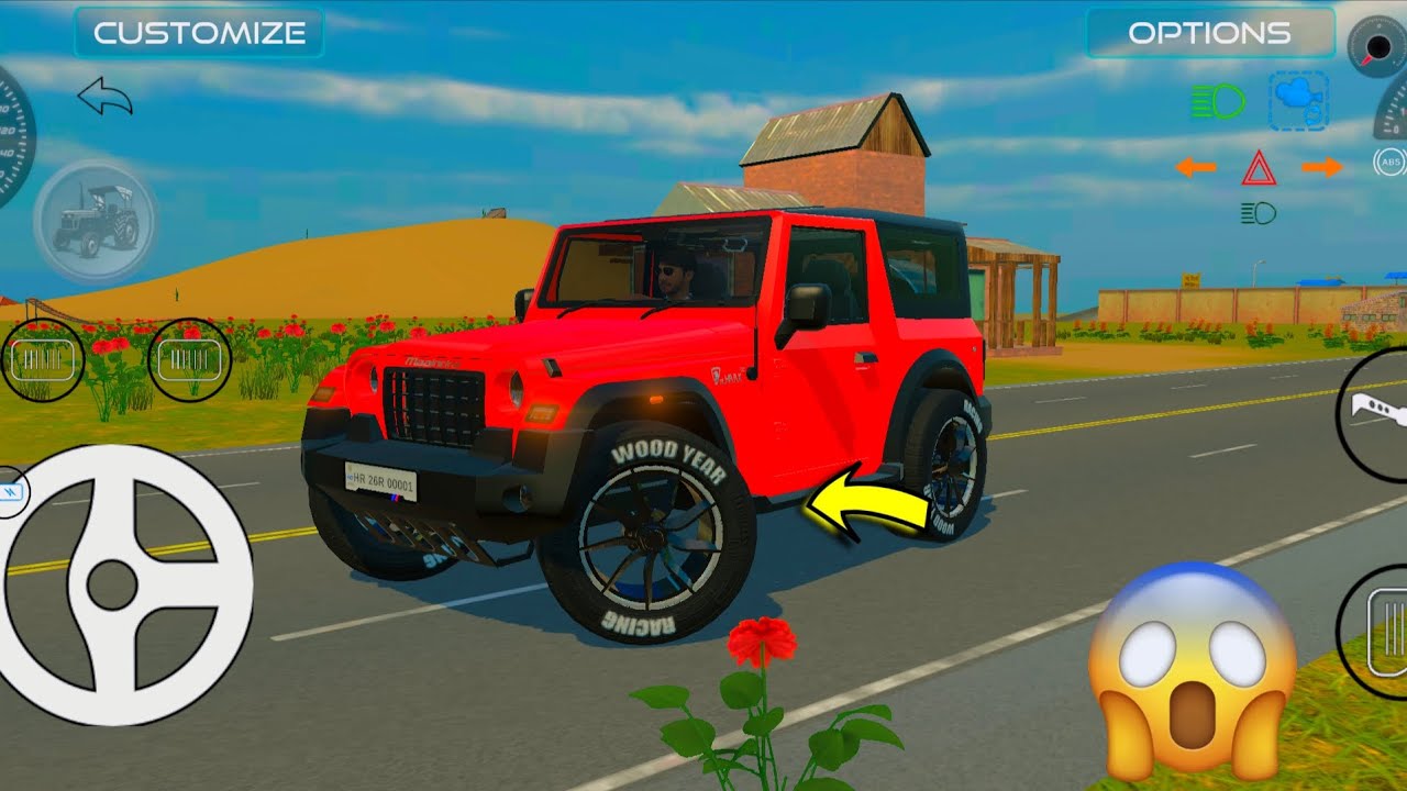 Wood Year Tyres in thar Game 😲/modified thar stunt game play/ offorading thar stunt game/#thargame 