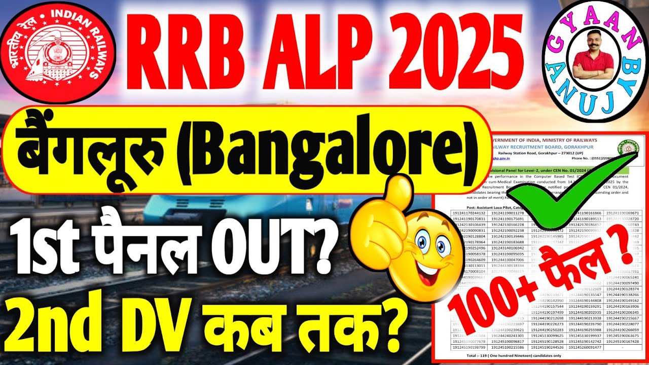 RRB Bangalore ALP Panel OUT ? 🔥 कितने पास हुए? पूरी लिस्ट जारी? @Gyaanbyanuj 