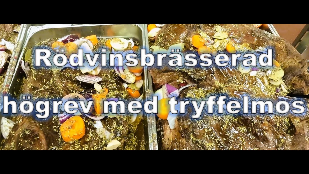Rödvinsbrässerad högrev med tryffelmos & rödvinssky