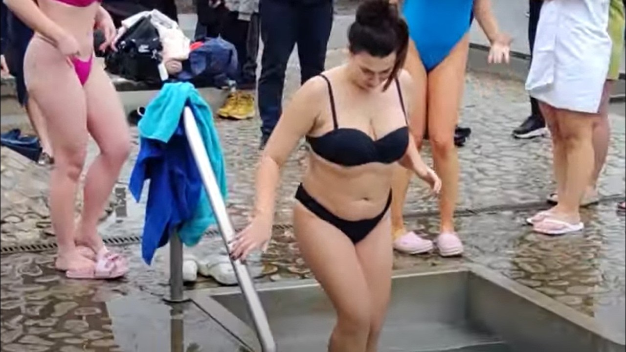 Ice BATHING #29 Winter ♥️ swimming in  #bikini on  #EPIPHANY  Baptism #pool #icebath