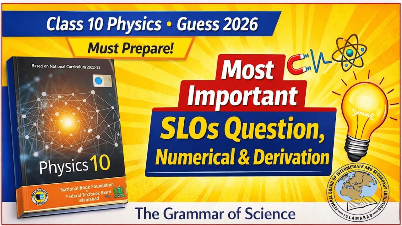 Class 10 Physics Guess Paper 2026 | Important SLOs, Short Questions & Numericals | FBISE | N.B.F