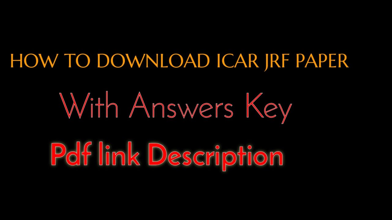 HOW TO DOWNLOAD ICAR JRF SRF  PAPER #IcarJrfPaper