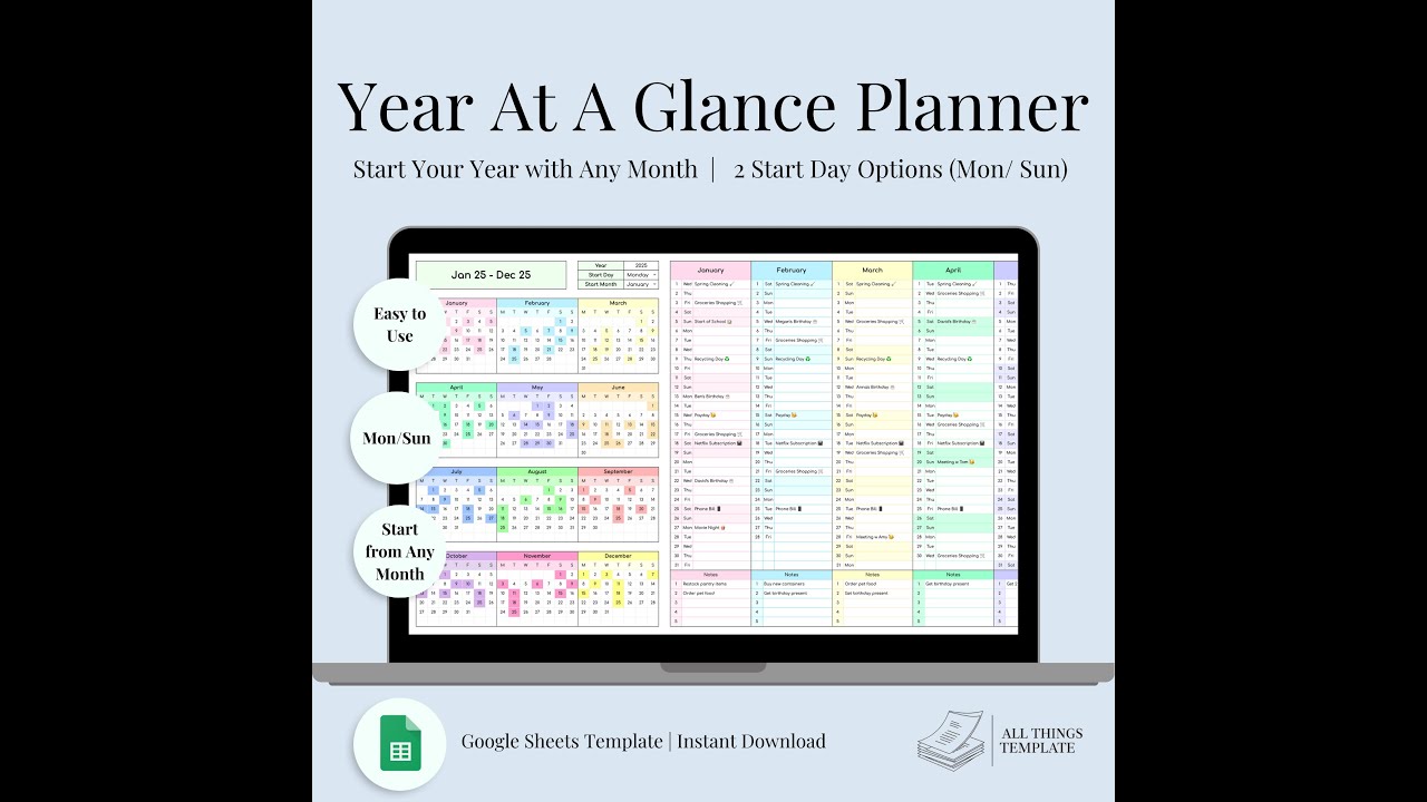 How to use Year At A Glance Planner (Google Sheets Template)
