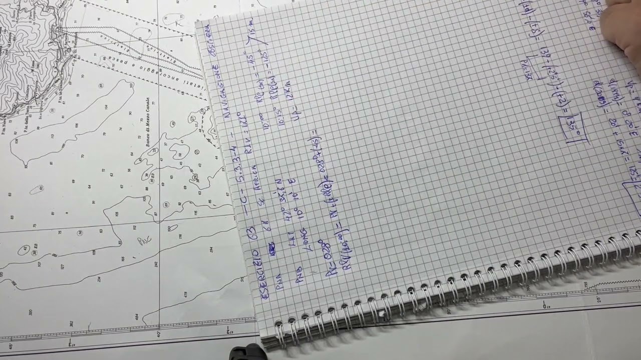 Patente Nautica ep. 63 - Carteggio Oltre Mappa 5D - Navigazione Costiera (Esercizio 63 - 5.3.3-4)