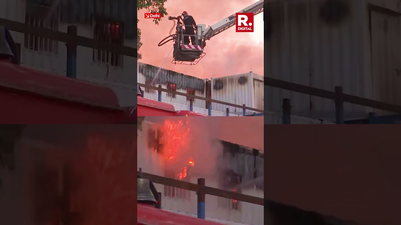 Massive Fire Near Delhi's Udyog Bhawan Slums; 20 Fire Tenders Rushed to Spot