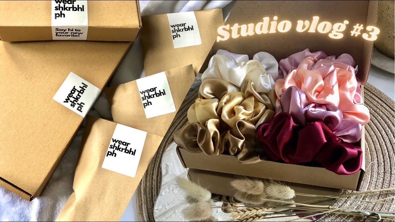 STUDIO VLOG ep. 3 | Scrunchie Business | packing orders from shopee!