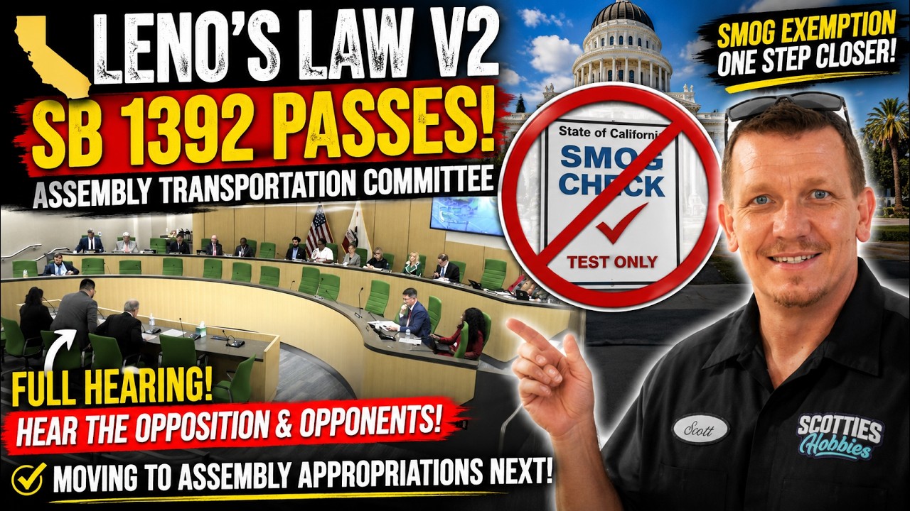 Leno's Law V2 (SB 1392) PASSES Assembly Committee! FULL HEARING 6/29. Smog check: exemption: