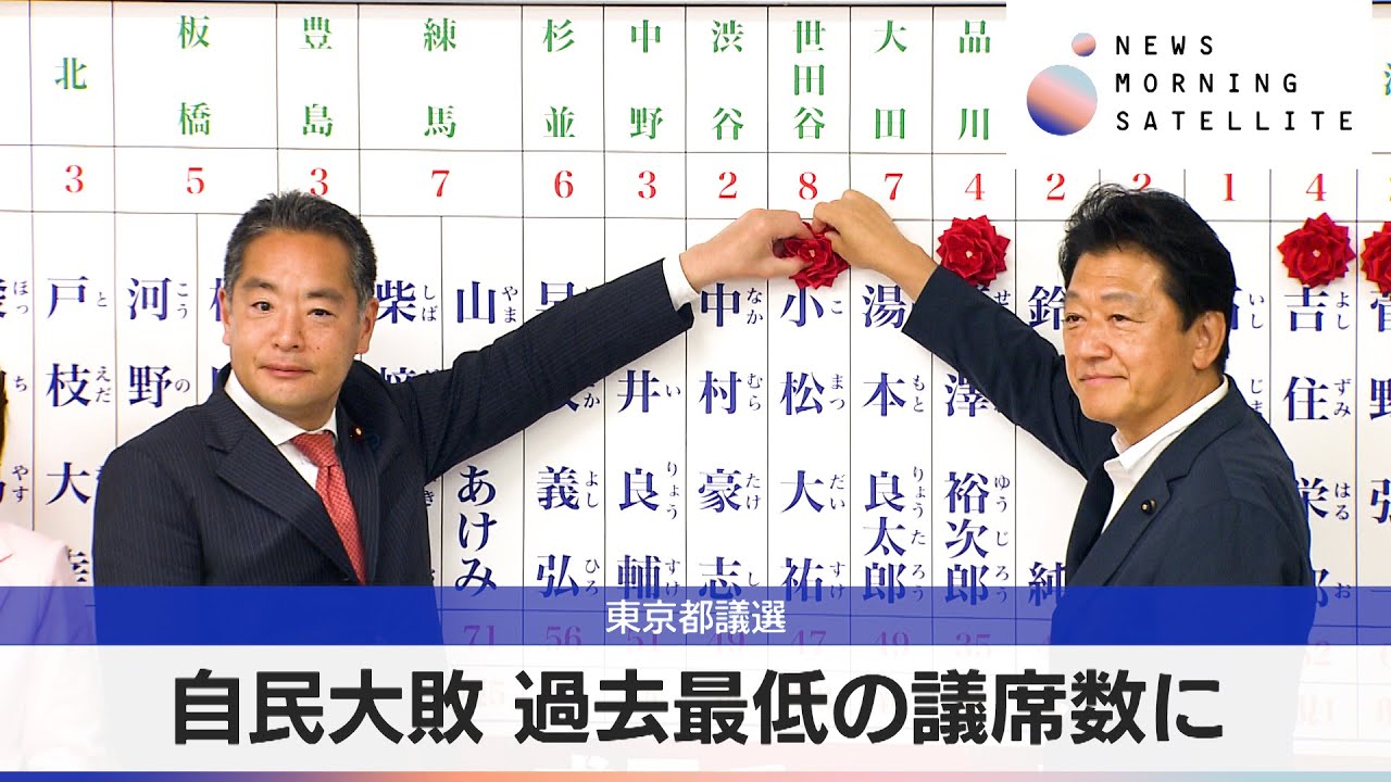 東京都議選　自民大敗 過去最低の議席数に【モーサテ】