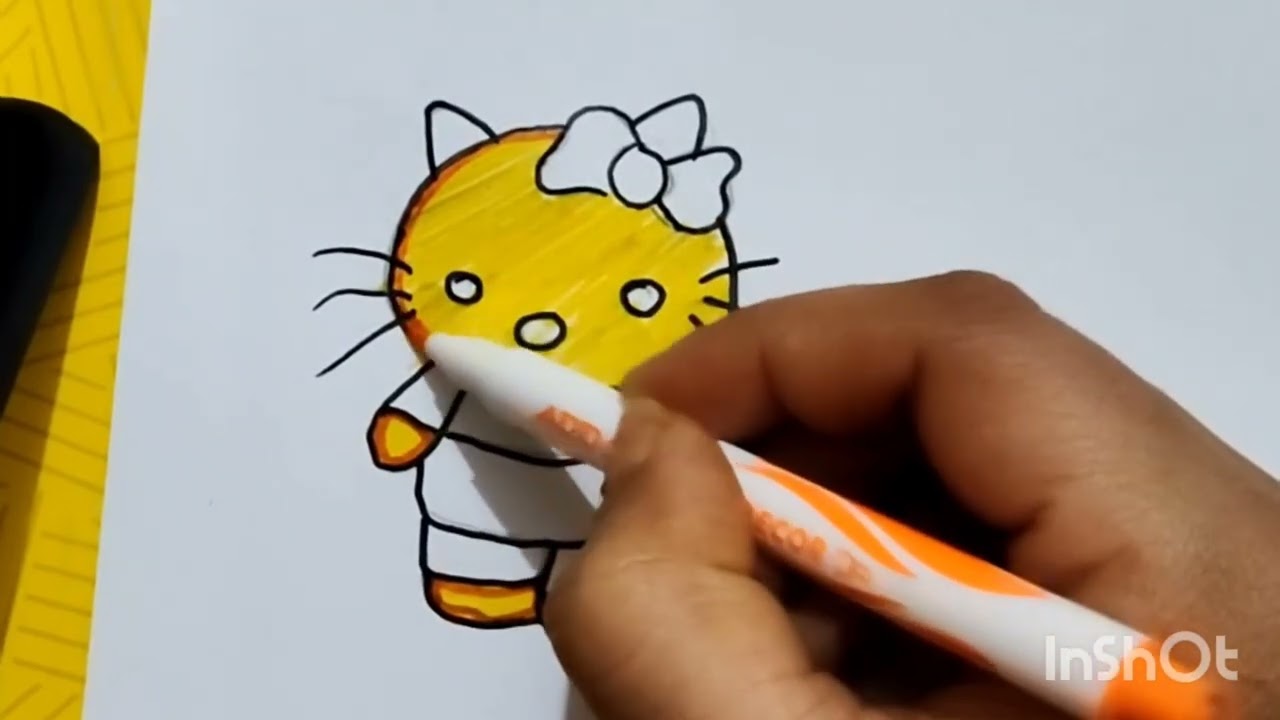 How to Draw a Hello kitty|Drawing Tutorial 💯|DIY Craft|Kitty Drawing Colouring Tutorial 