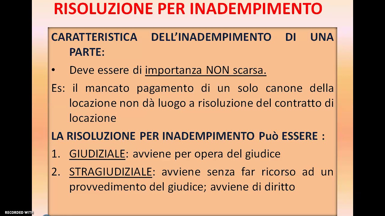 LA RISOLUZIONE DEL CONTRATTO